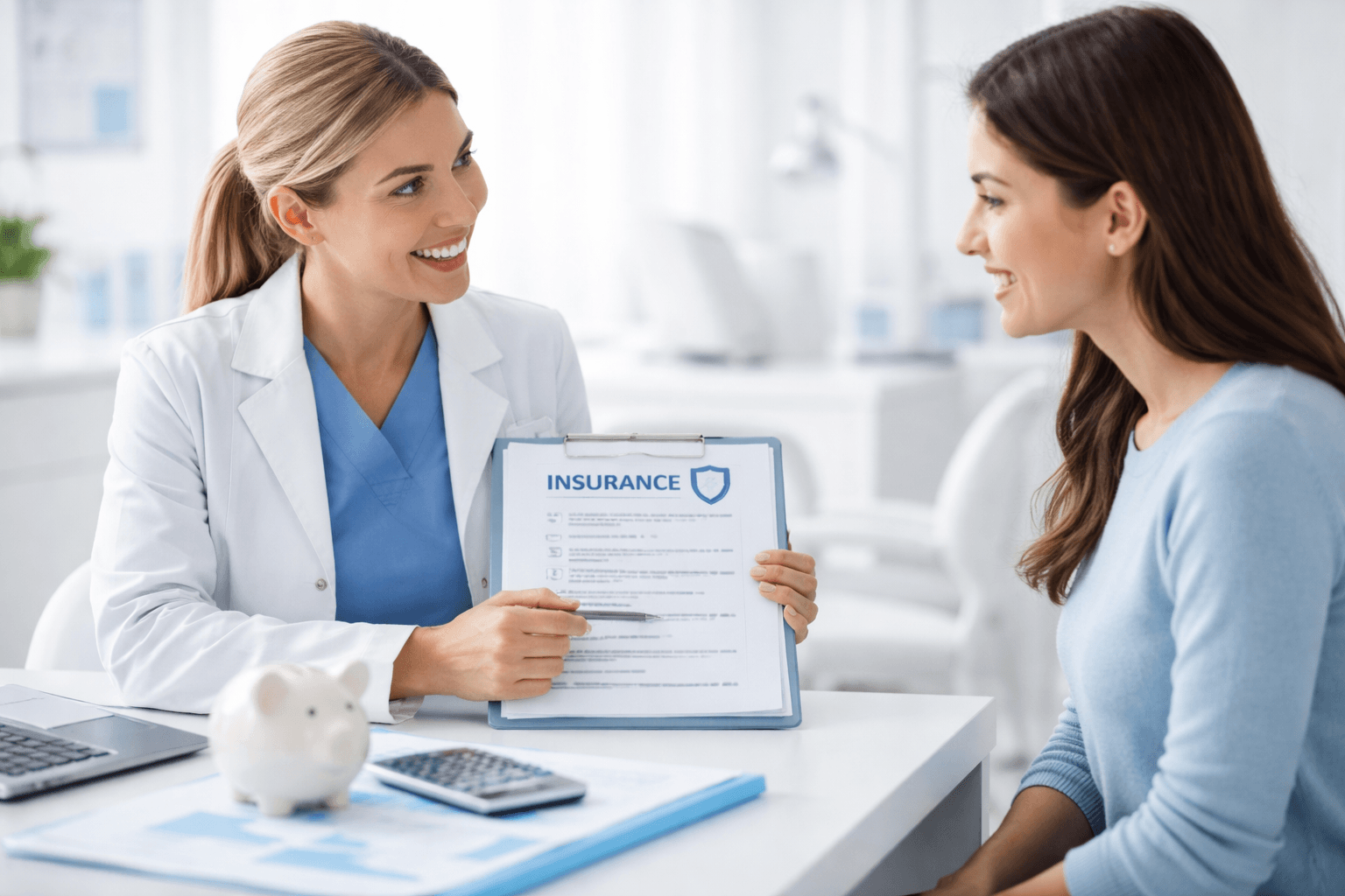 Insurance discussion with dental patient at Granville Dental Wellness